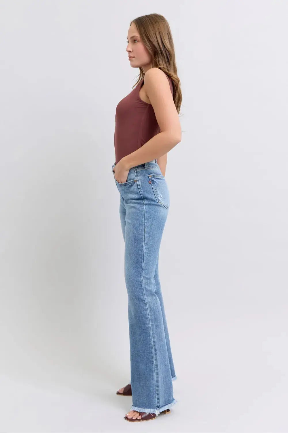 Raw Hem High Rise Bootcut Judy Blue Jeans – Full Size Fit