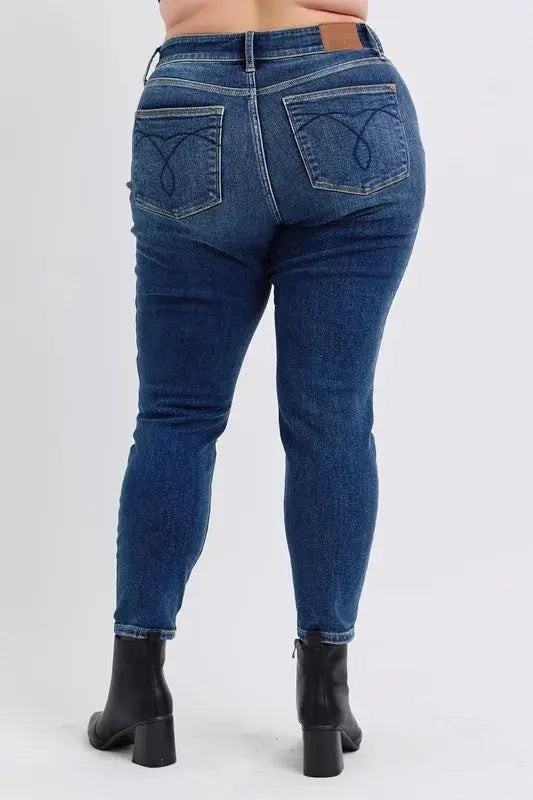 Full Size/Plus Size Mid-Rise Skinny Judy Blue Jeans with Thermal Lining