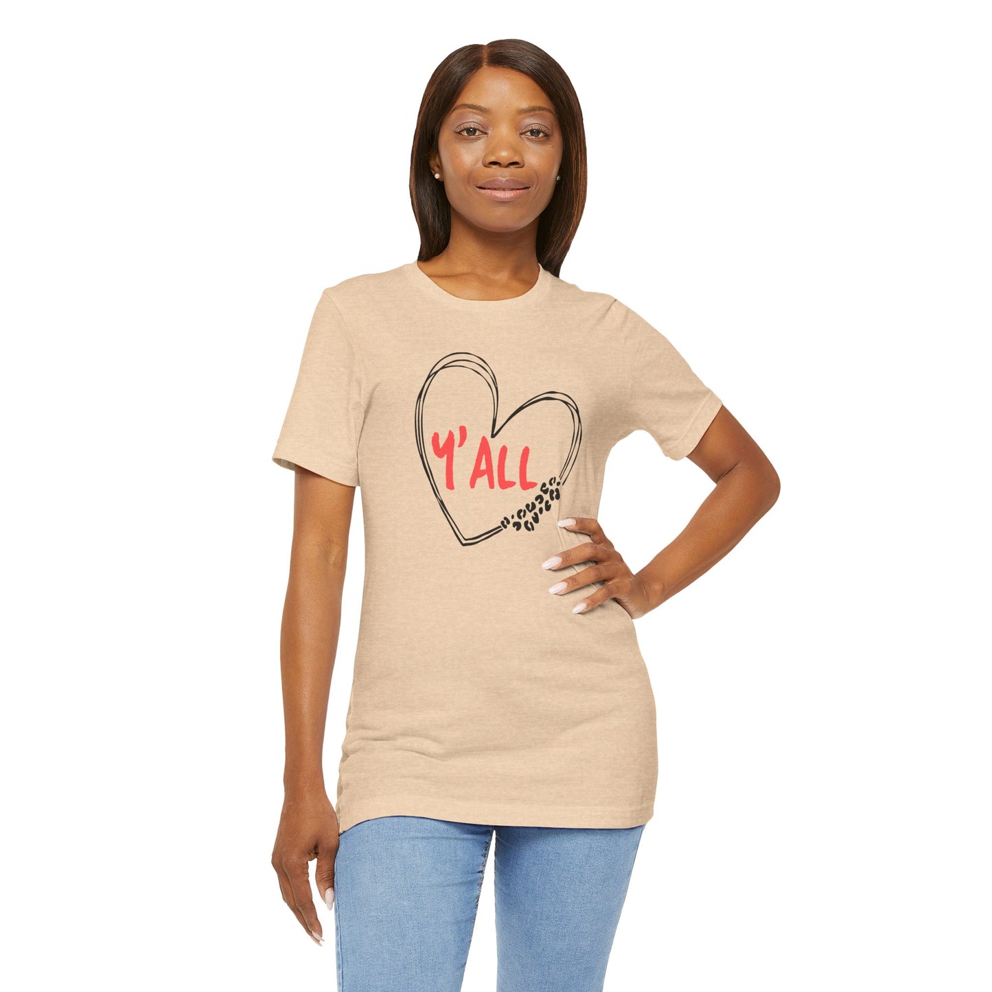 Heartfelt Love Unisex Tee - Casual Style, Y'all Shirt, Gift for Friends, Valentine's Day, Cozy Outfit, Everyday Wear