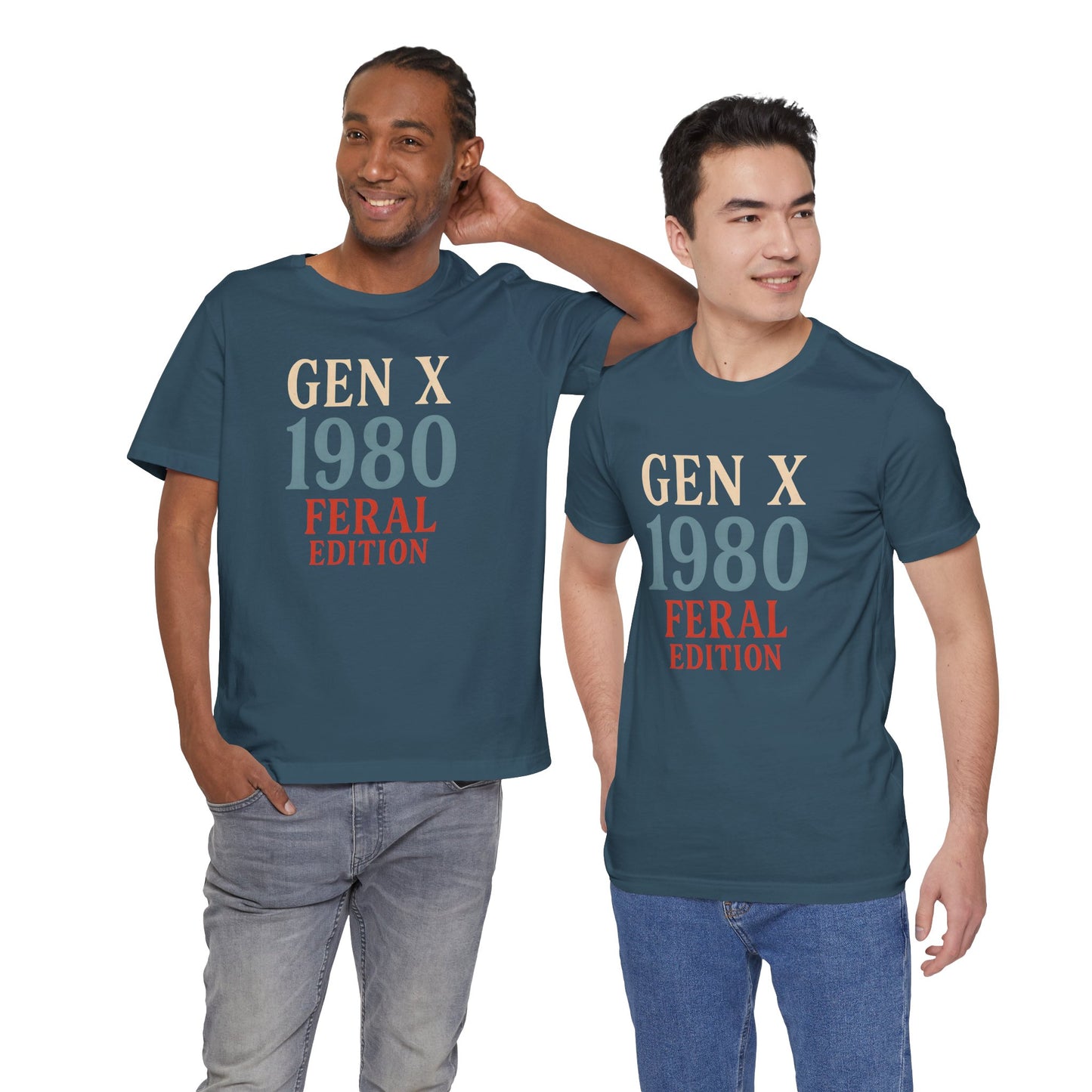 GEN X 1980 Feral Edition Tee | Unisex Jersey Short Sleeve T-Shirt, Vintage Fashion, Fun Gift, Retro Style, Casual Wear, Nostalgic Apparel