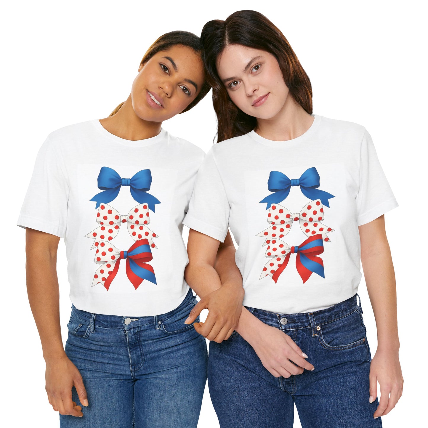 Patriotic Bows Tee - Festive Unisex Jersey Short Sleeve Tee, 4th of July Shirt, Summer Celebration Top, Cute Gift for Her, Holiday Apparel