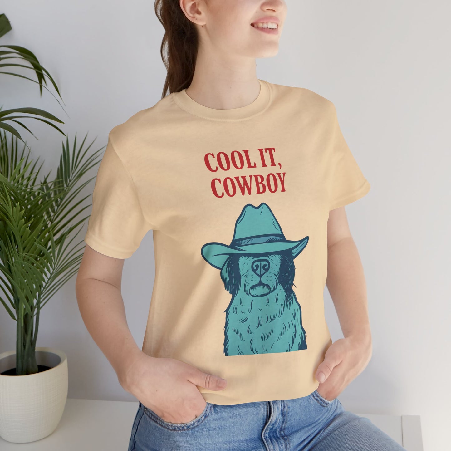 Cool It, Cowboy Unisex Tee - Fun Graphic T-Shirt for Dog Lovers, Birthday Gift, Country Style Fashion, Casual Wear