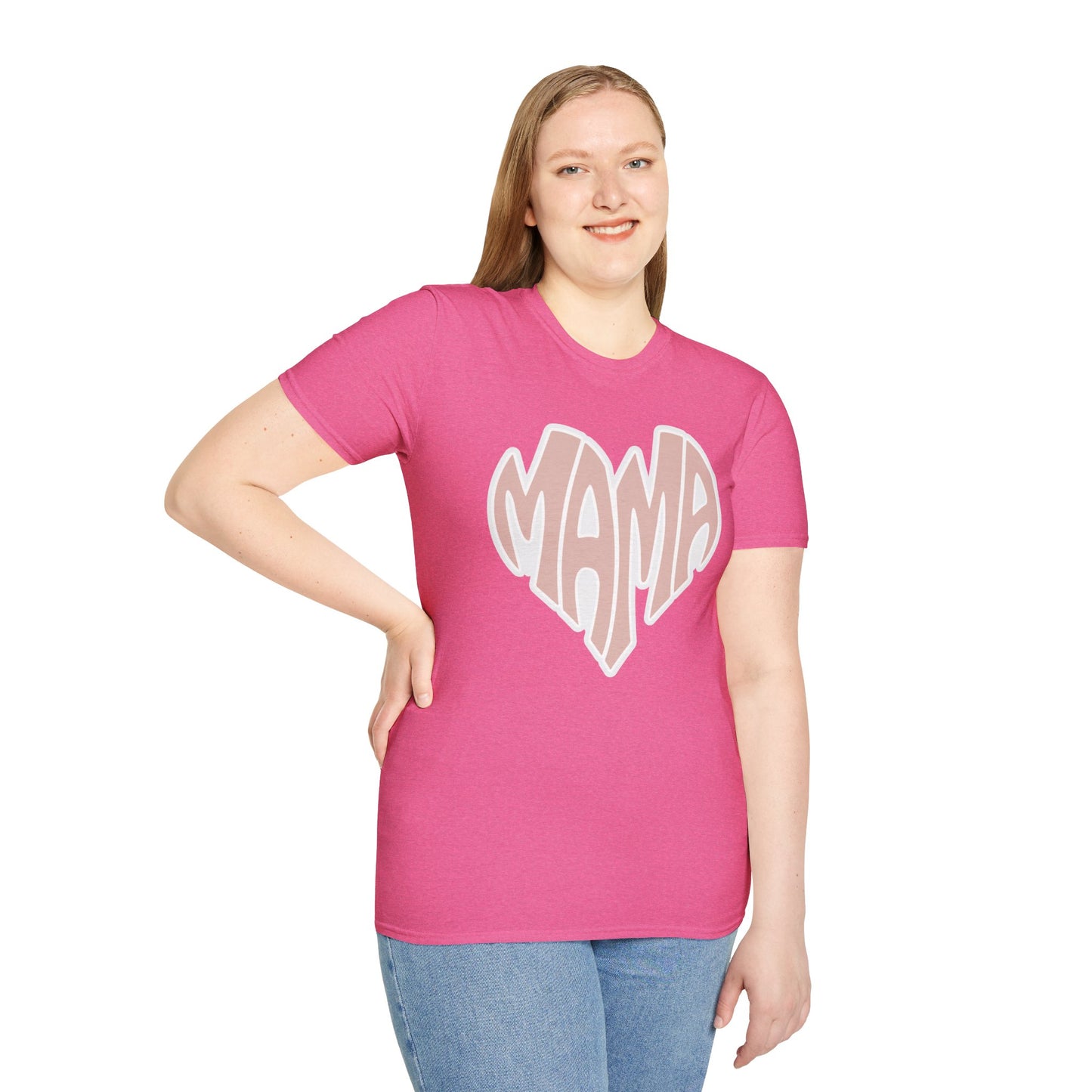 Mama Heart Unisex Softstyle T-Shirt | Gifts for Moms | Casual Wear | Mother's Day | Family Celebrations