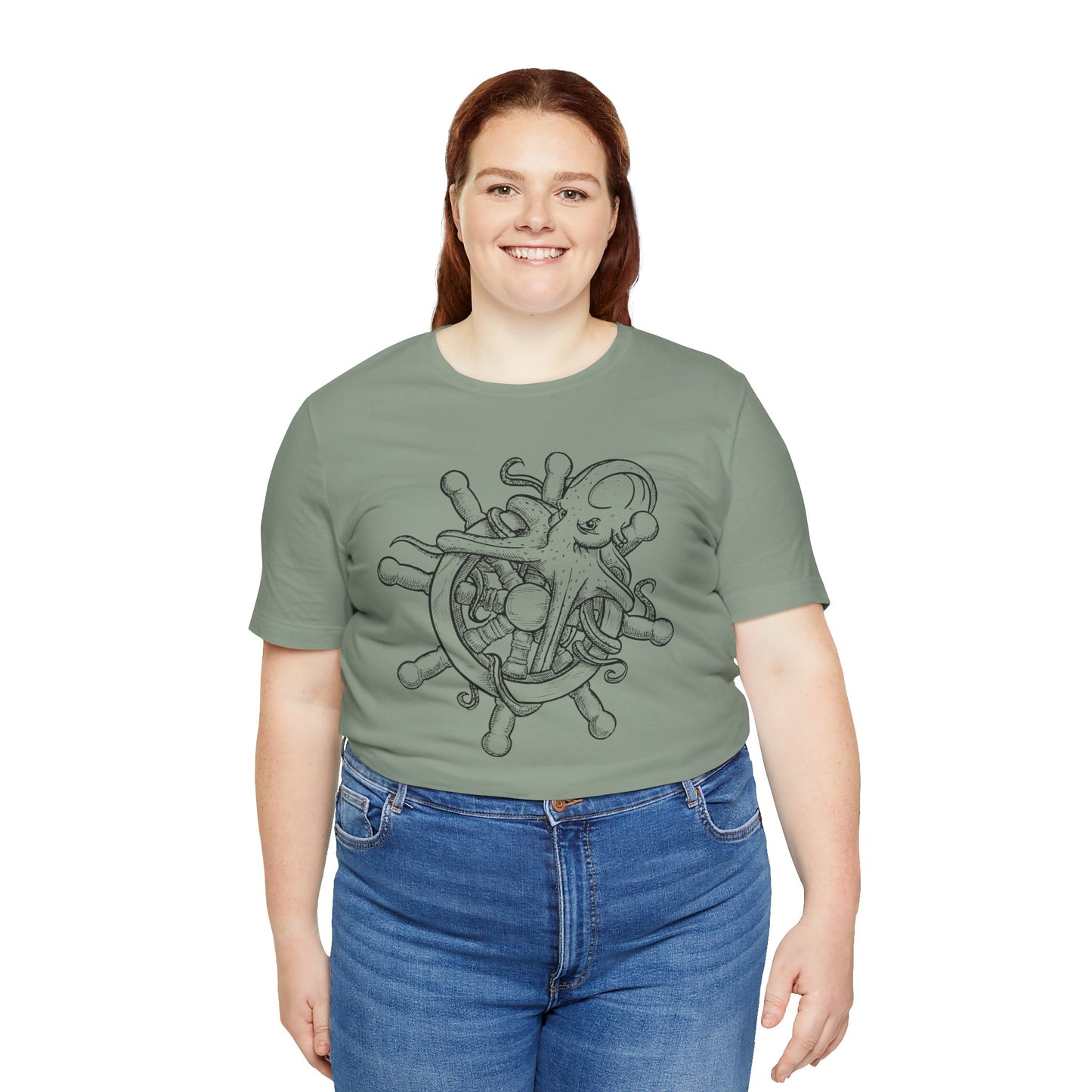 Nautical Octopus Tee, Unisex Short Sleeve Shirt, Ocean Lover Gift, Sea Life T-Shirt, Marine Adventure Apparel, Beach Vibes Wear