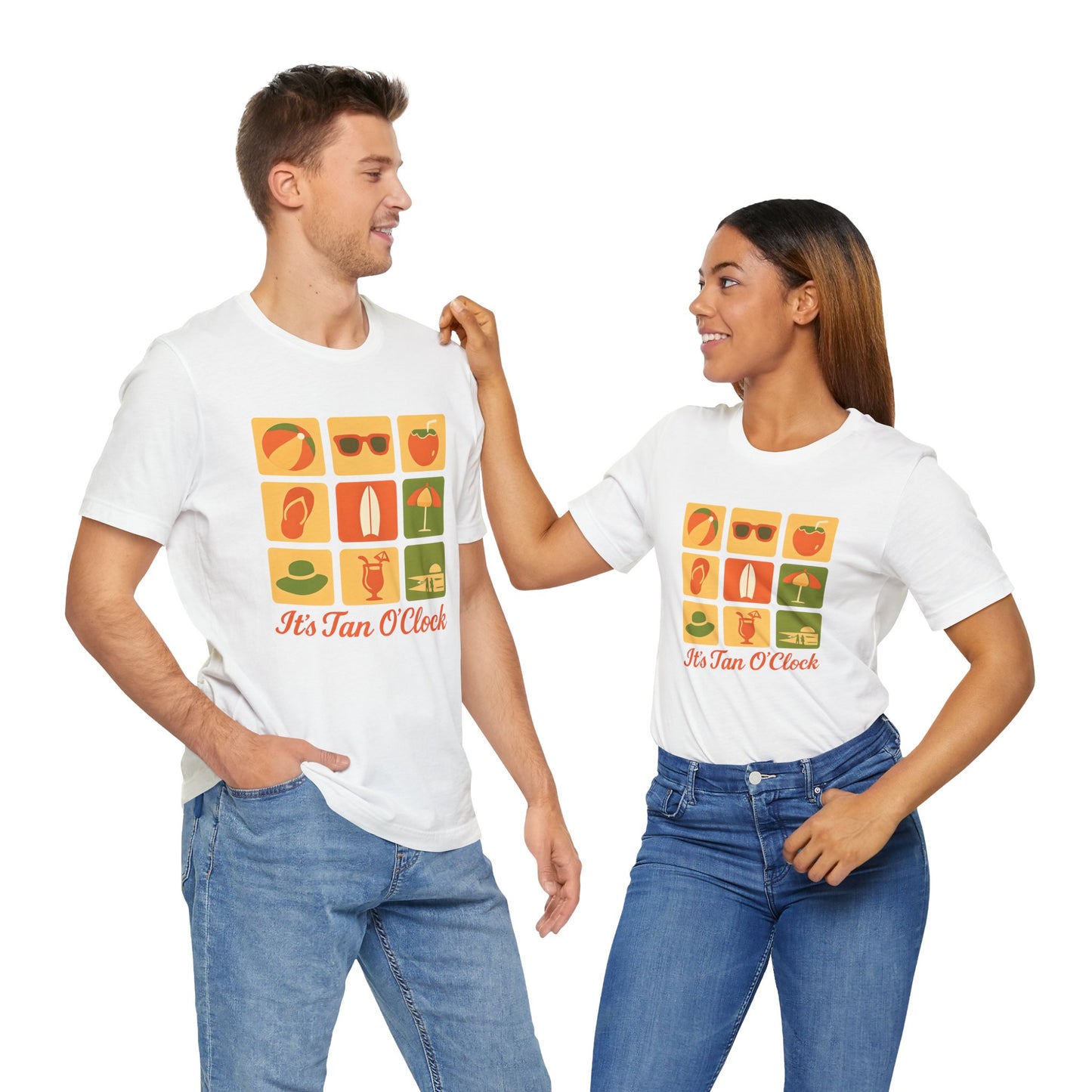 Summer Vibes Tee - It's Tan O'Clock, Unisex Beach Shirt, Vacation Outfit, Gift for Sun Lovers, Casual Summer Wear, Summer Holiday Apparel