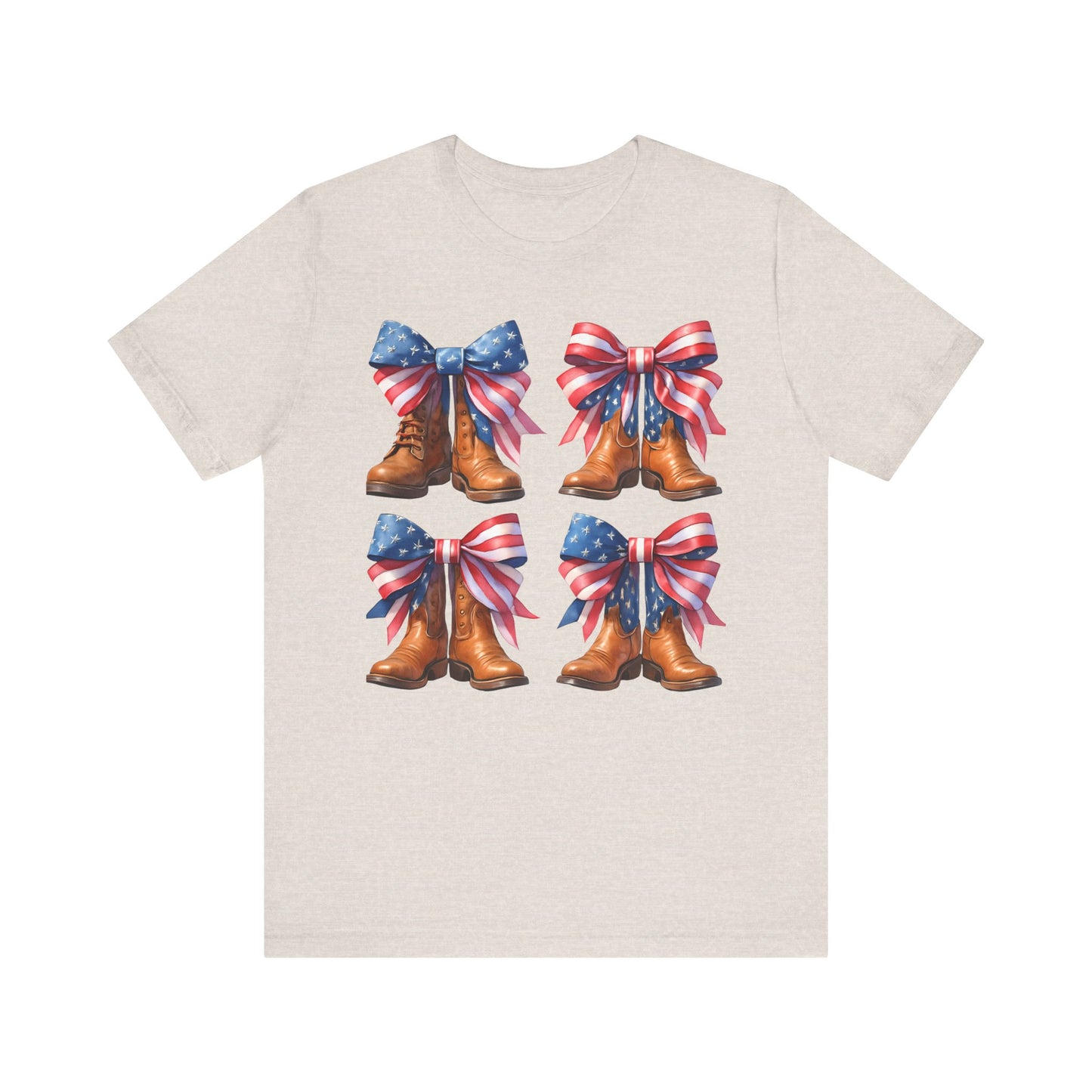 T-Shirt American Cowboy Boot with American Flags Patriotic Tee