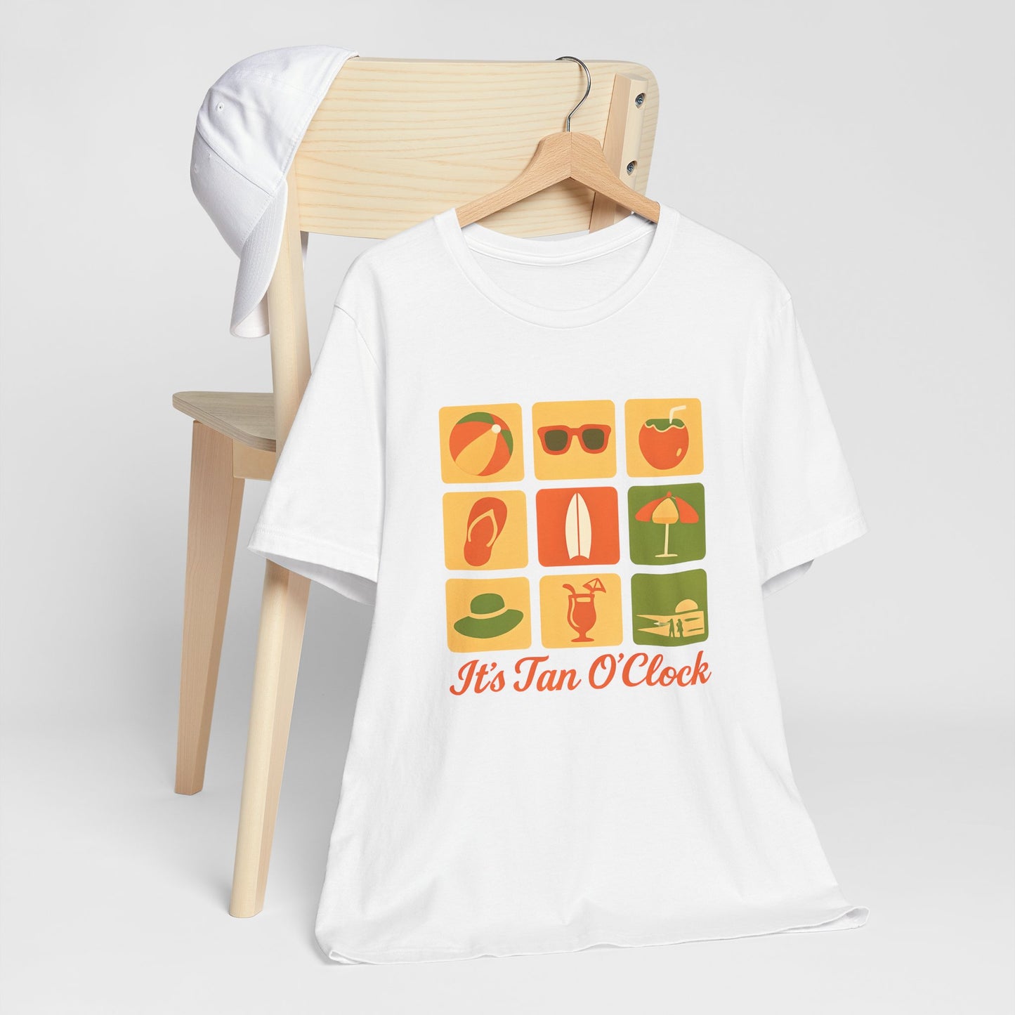 Summer Vibes Tee - It's Tan O'Clock, Unisex Beach Shirt, Vacation Outfit, Gift for Sun Lovers, Casual Summer Wear, Summer Holiday Apparel