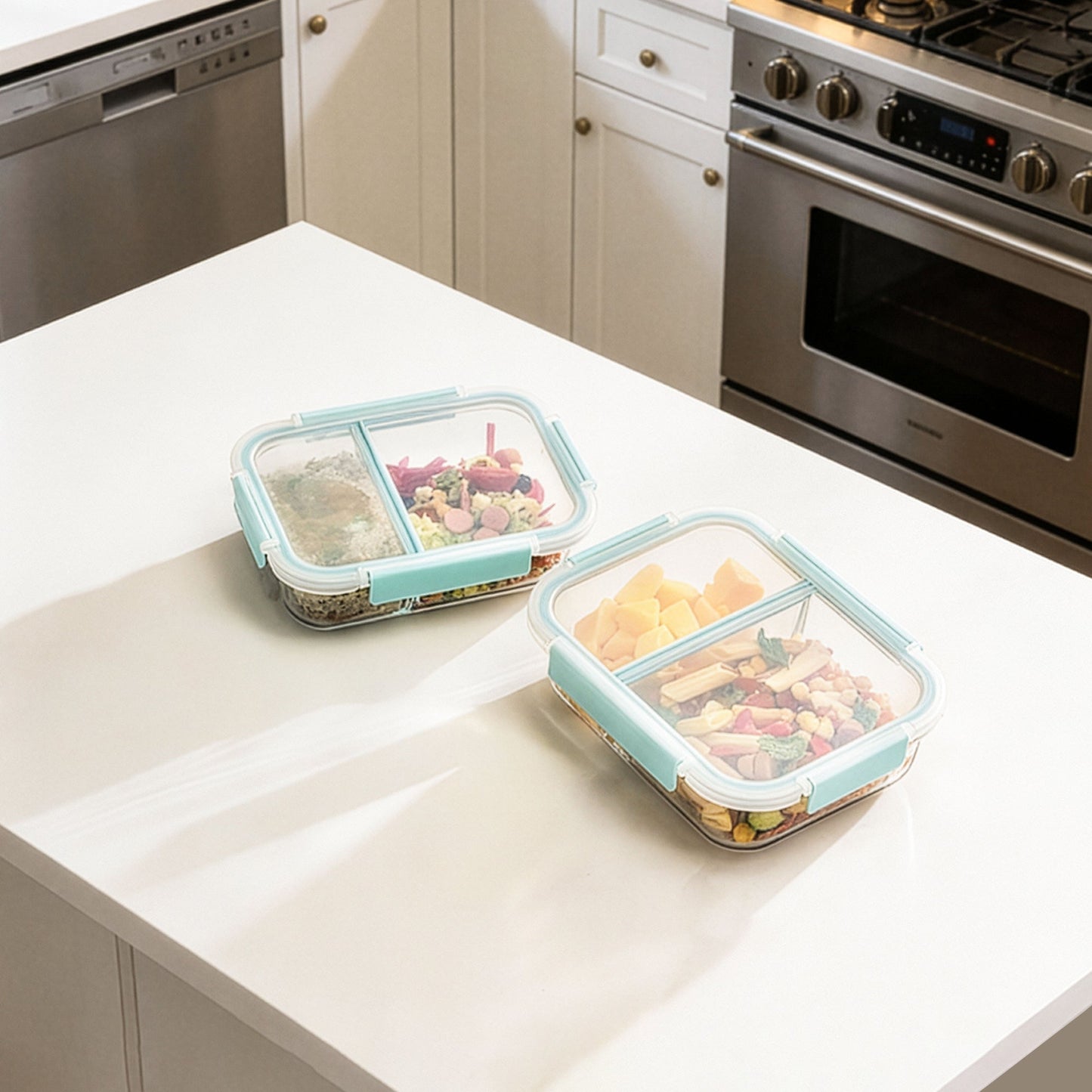 2 Divided Glass Bento Box