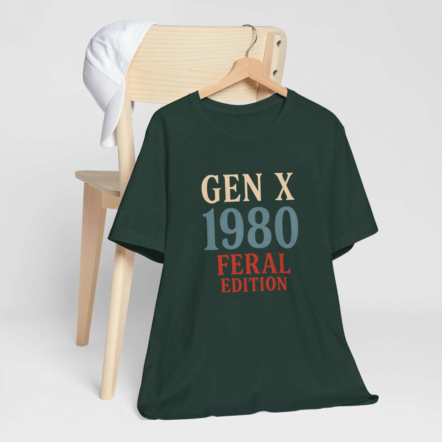 GEN X 1980 Feral Edition Tee | Unisex Jersey Short Sleeve T-Shirt, Vintage Fashion, Fun Gift, Retro Style, Casual Wear, Nostalgic Apparel