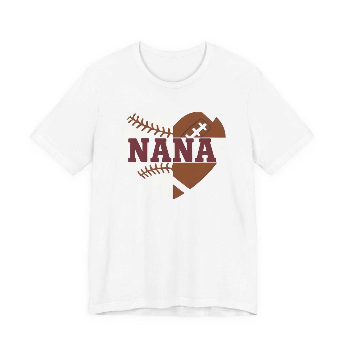 Baseball and Football Heart Tee for Grandma, Unisex Jersey Short Sleeve Shirt, Nana Gift, Sports Fan T-Shirt, Mother's Day Apparel