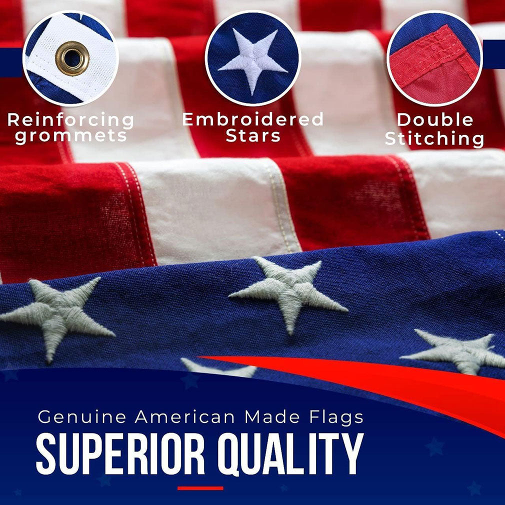 American Flag | American Flags for Outside 3'x5' |100% Made in USA Flag - Premium US Flag 3X5 Heavy Duty Outdoor with Embroidered Stars and Sewn Stripes.