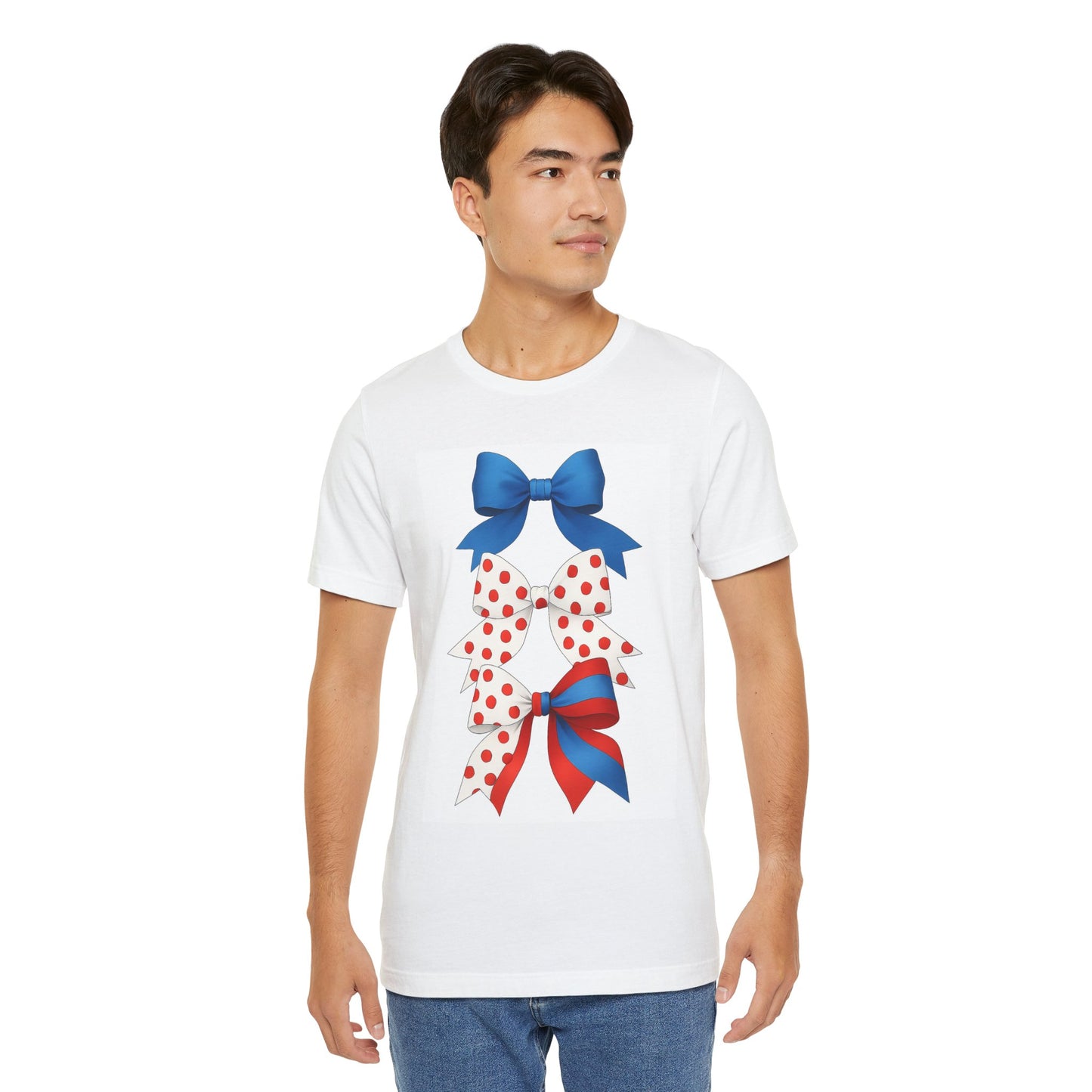 Patriotic Bows Tee - Festive Unisex Jersey Short Sleeve Tee, 4th of July Shirt, Summer Celebration Top, Cute Gift for Her, Holiday Apparel