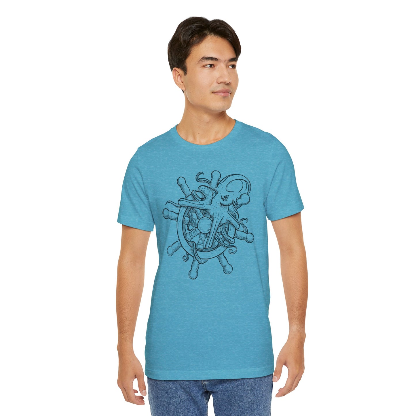 Nautical Octopus Tee, Unisex Short Sleeve Shirt, Ocean Lover Gift, Sea Life T-Shirt, Marine Adventure Apparel, Beach Vibes Wear