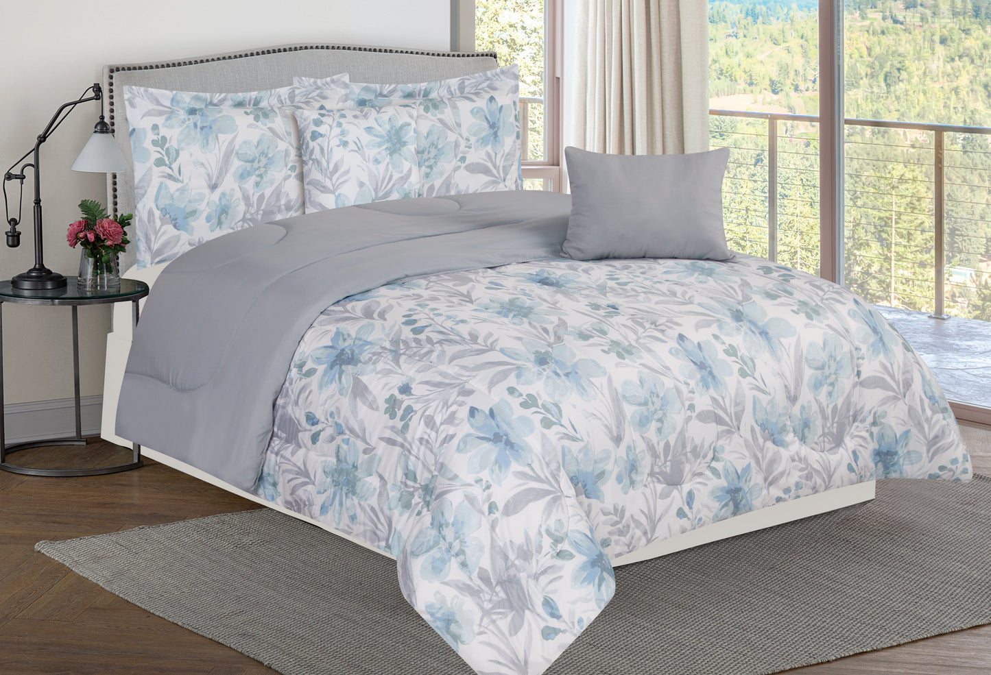 Bibb Home 5 Piece Comforter Set with Decorative Pillows