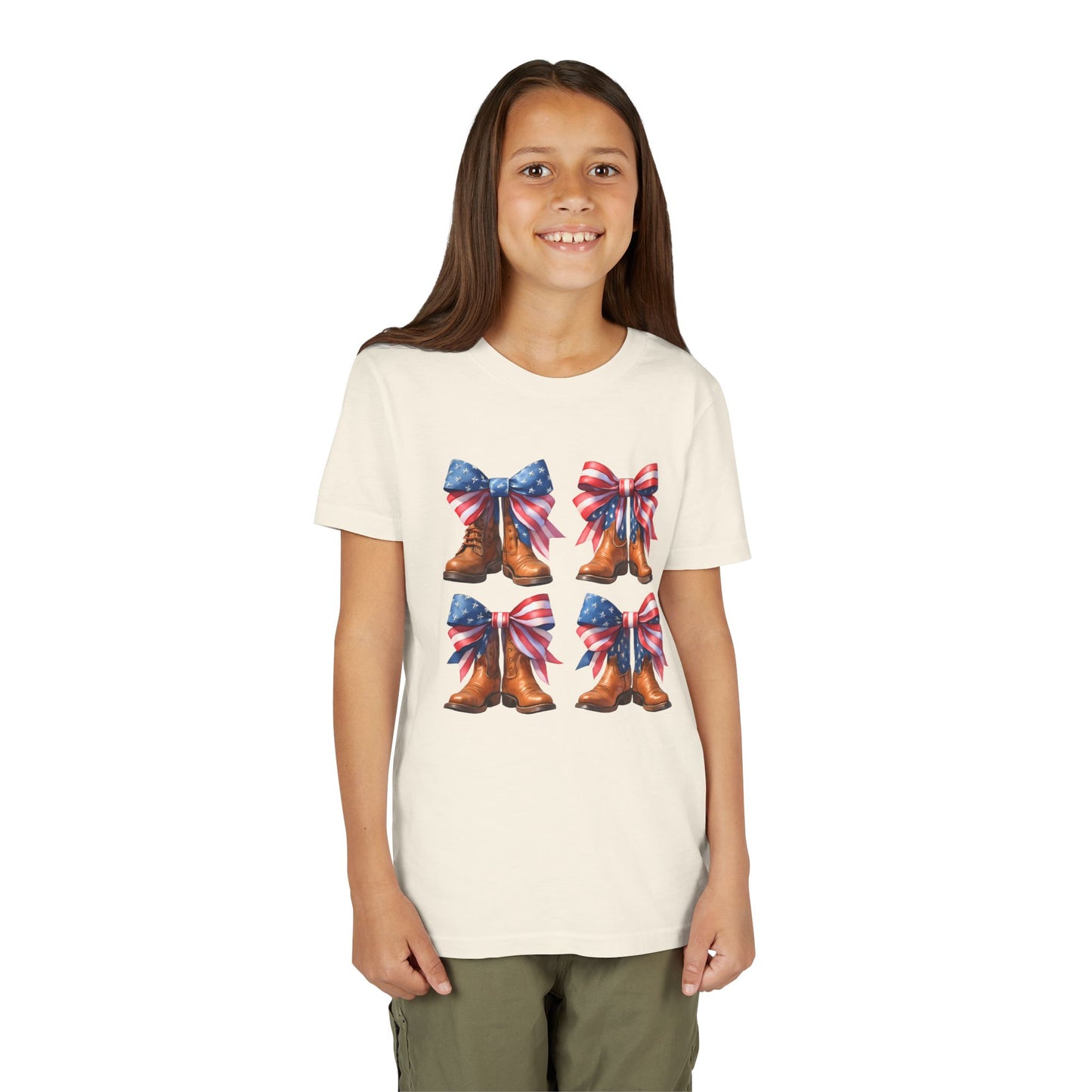 Patriotic Youth Tee, Youth Short Sleeve Shirt, 4th of July Shirt, Americana T-Shirt, Cute Kids Top for Independence Day