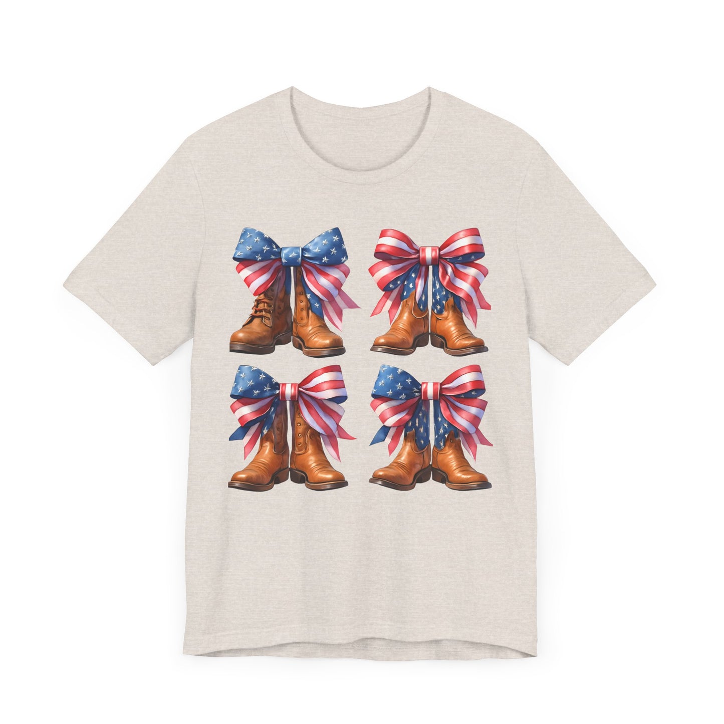 T-Shirt American Cowboy Boot with American Flags Patriotic Tee