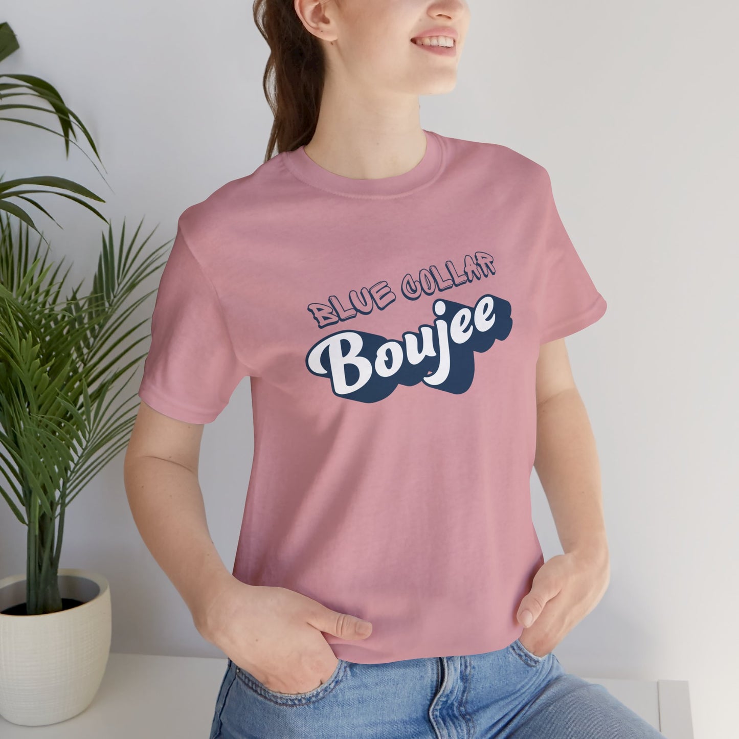 Boujee Blue Collar Unisex Tee, Trendy Graphic Shirt, Casual Wear, Gift for Him/Her, Fun Attire for Themed Parties