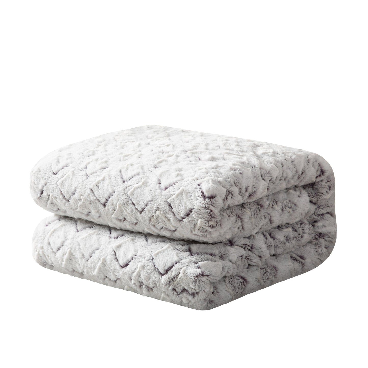 DaDa Bedding Luxury Dreamy Milky White & Purple Sherpa Backside Faux Fur Throw Blanket (M3395)