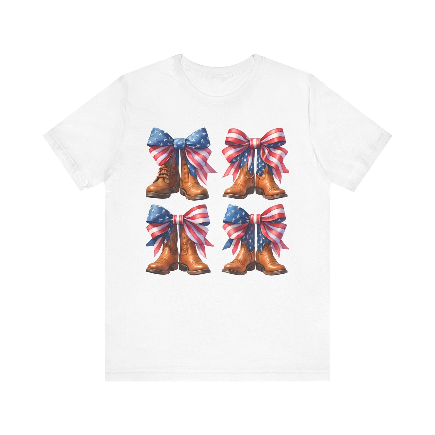 T-Shirt American Cowboy Boot with American Flags Patriotic Tee