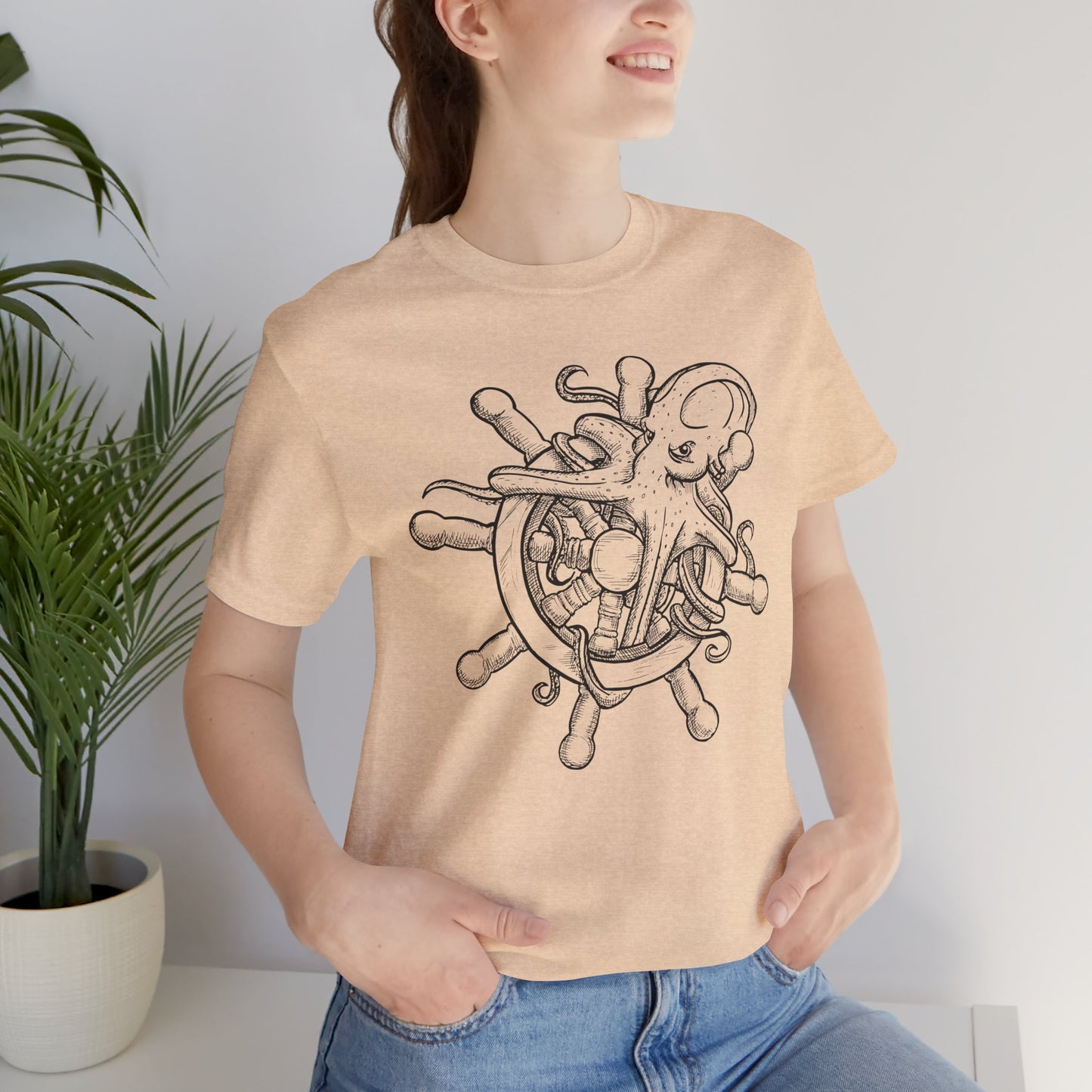 Nautical Octopus Tee, Unisex Short Sleeve Shirt, Ocean Lover Gift, Sea Life T-Shirt, Marine Adventure Apparel, Beach Vibes Wear