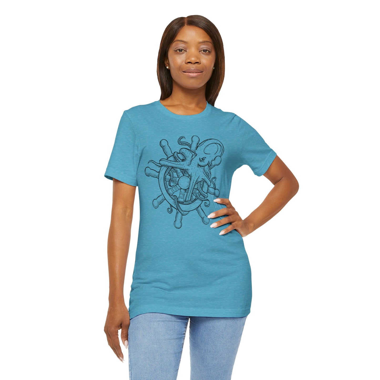 Nautical Octopus Tee, Unisex Short Sleeve Shirt, Ocean Lover Gift, Sea Life T-Shirt, Marine Adventure Apparel, Beach Vibes Wear