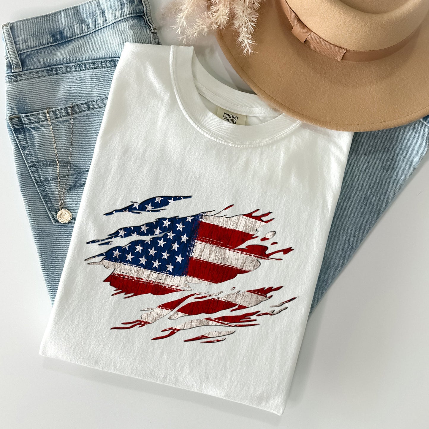 American Flag, Patriotic, 4th of July Comfort Colors Tshirt