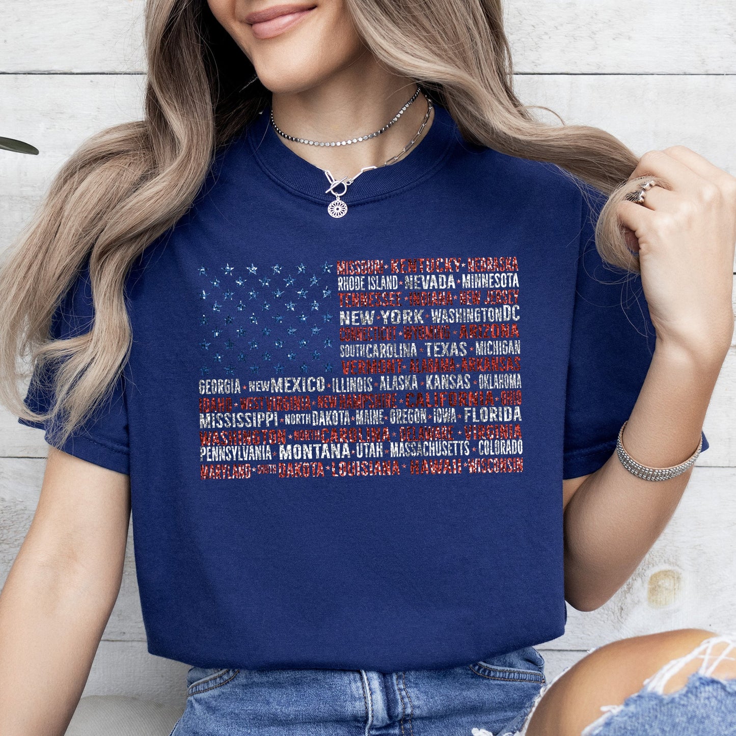 American Flag, States, USA, Patriotic, America, 4th of July Tshirt Comfort Colors T-Shirt