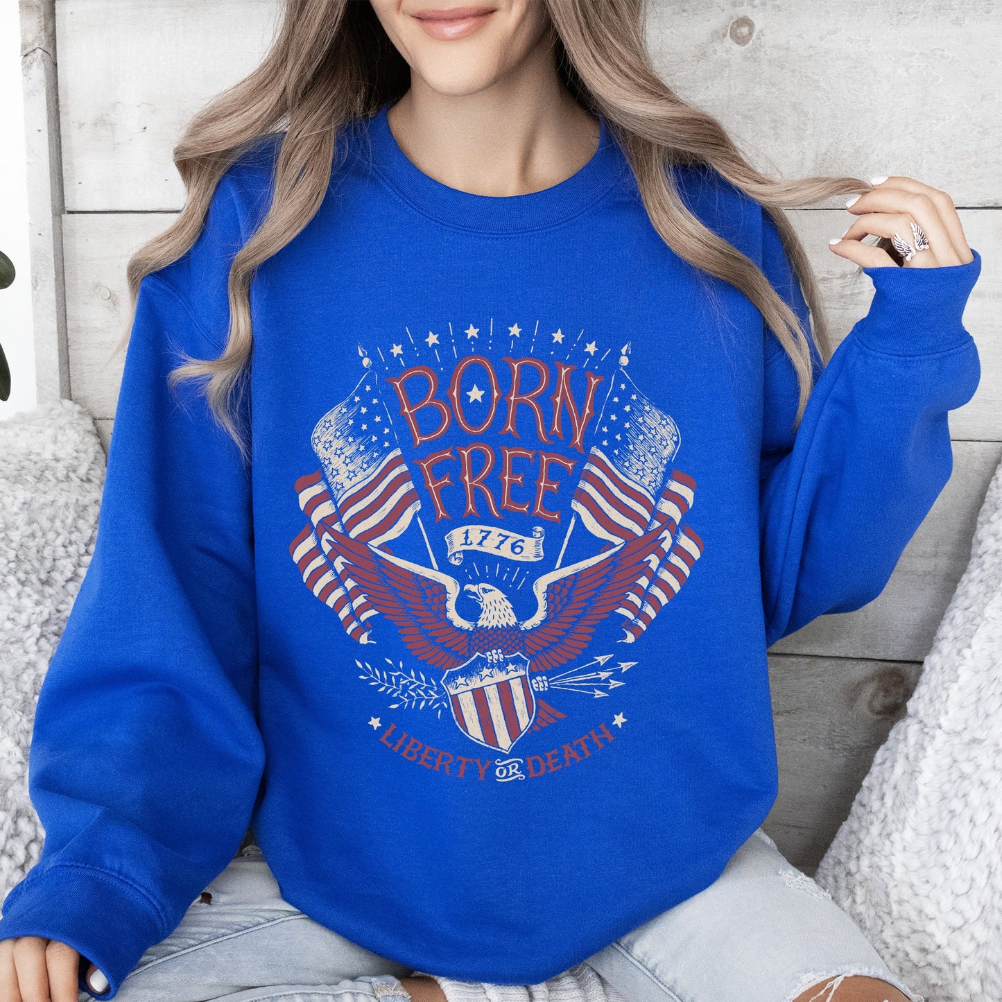 Born Free, Patriotic, 1776, 4th of July Sweatshirt