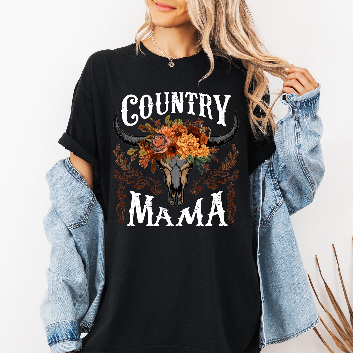 Country Mama, Skull, Western, Country, Mother's Day Tshirt Comfort Colors T-Shirt