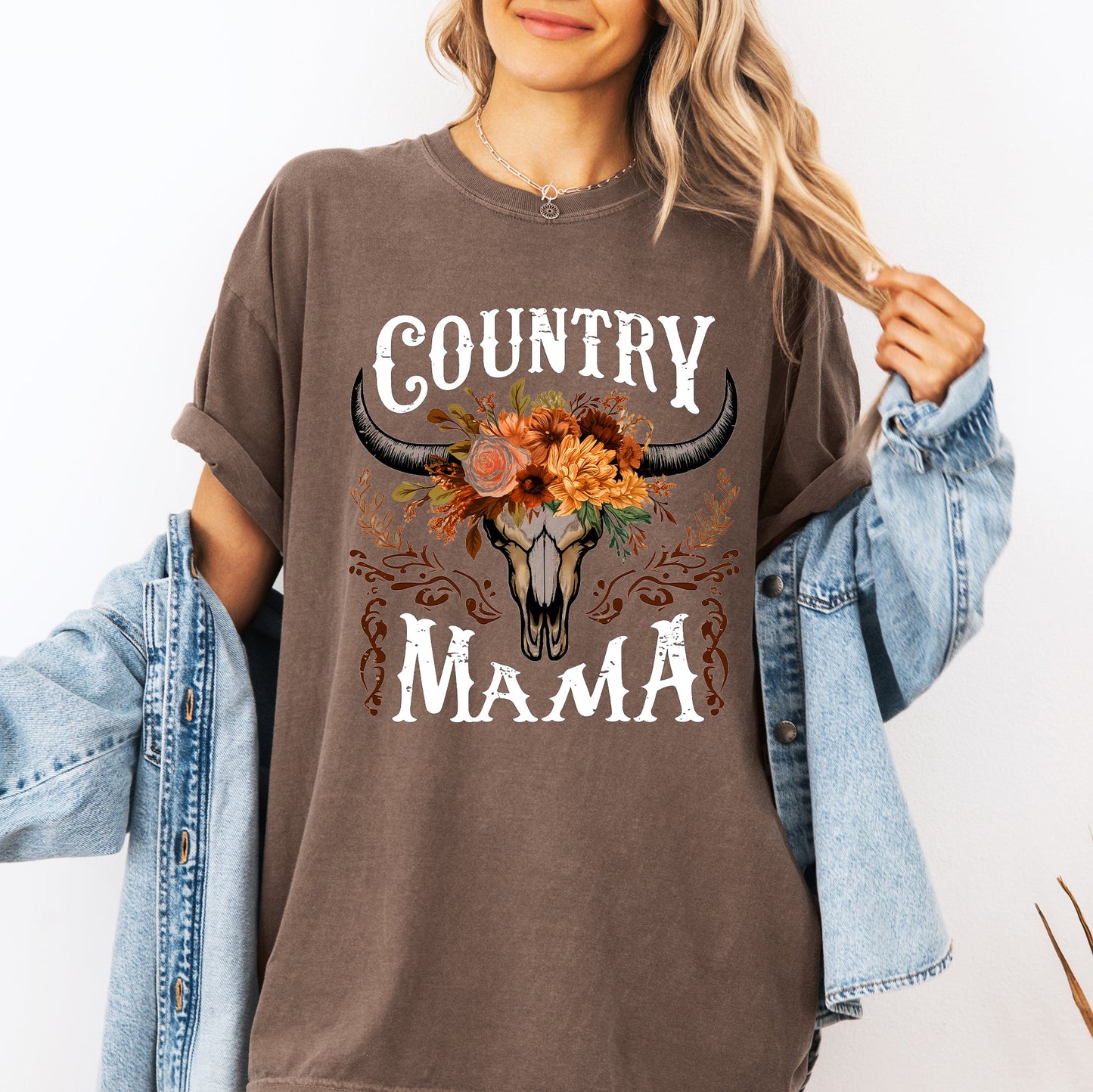 Country Mama, Skull, Western, Country, Mother's Day Tshirt Comfort Colors T-Shirt