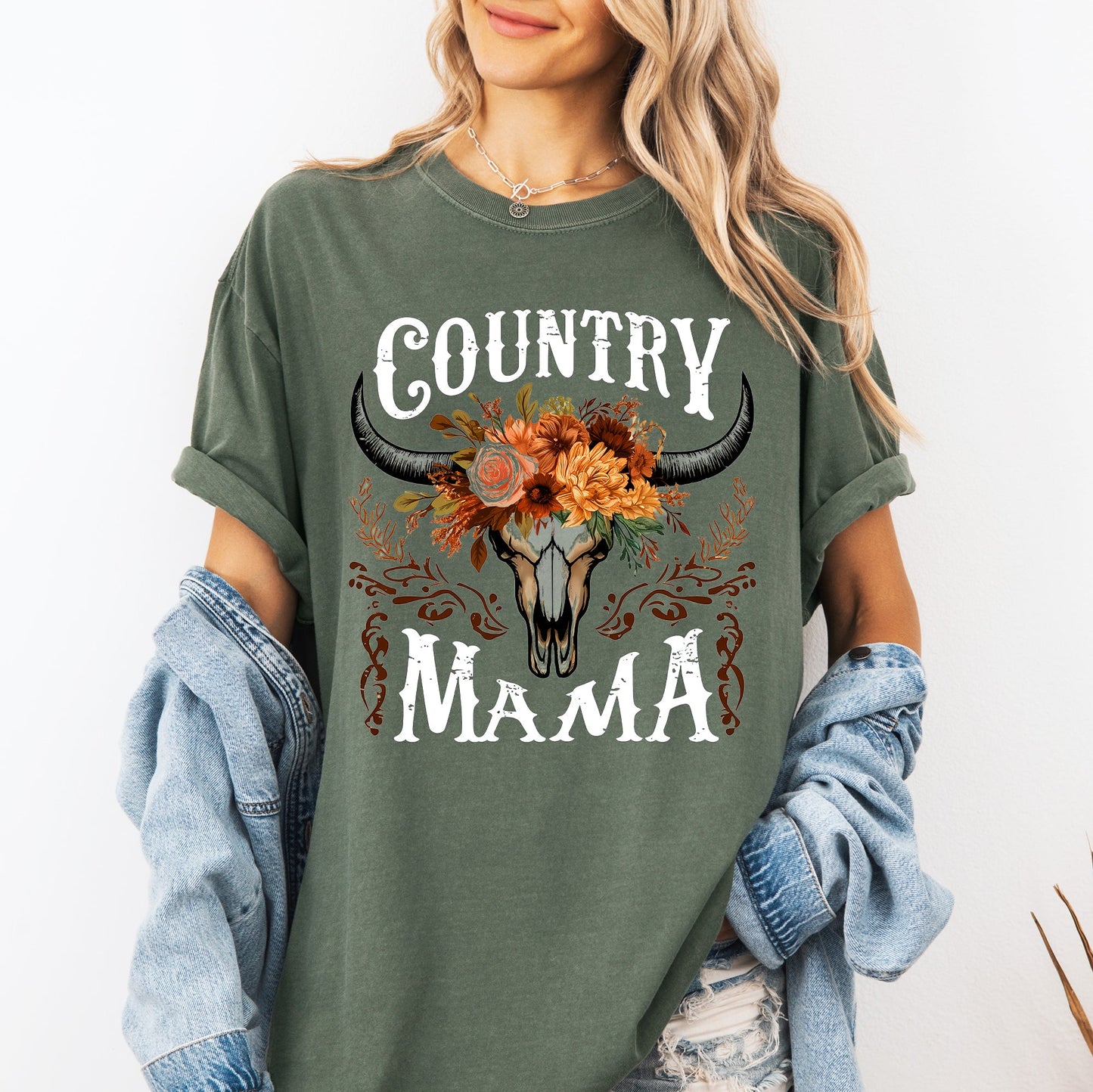 Country Mama, Skull, Western, Country, Mother's Day Tshirt Comfort Colors T-Shirt