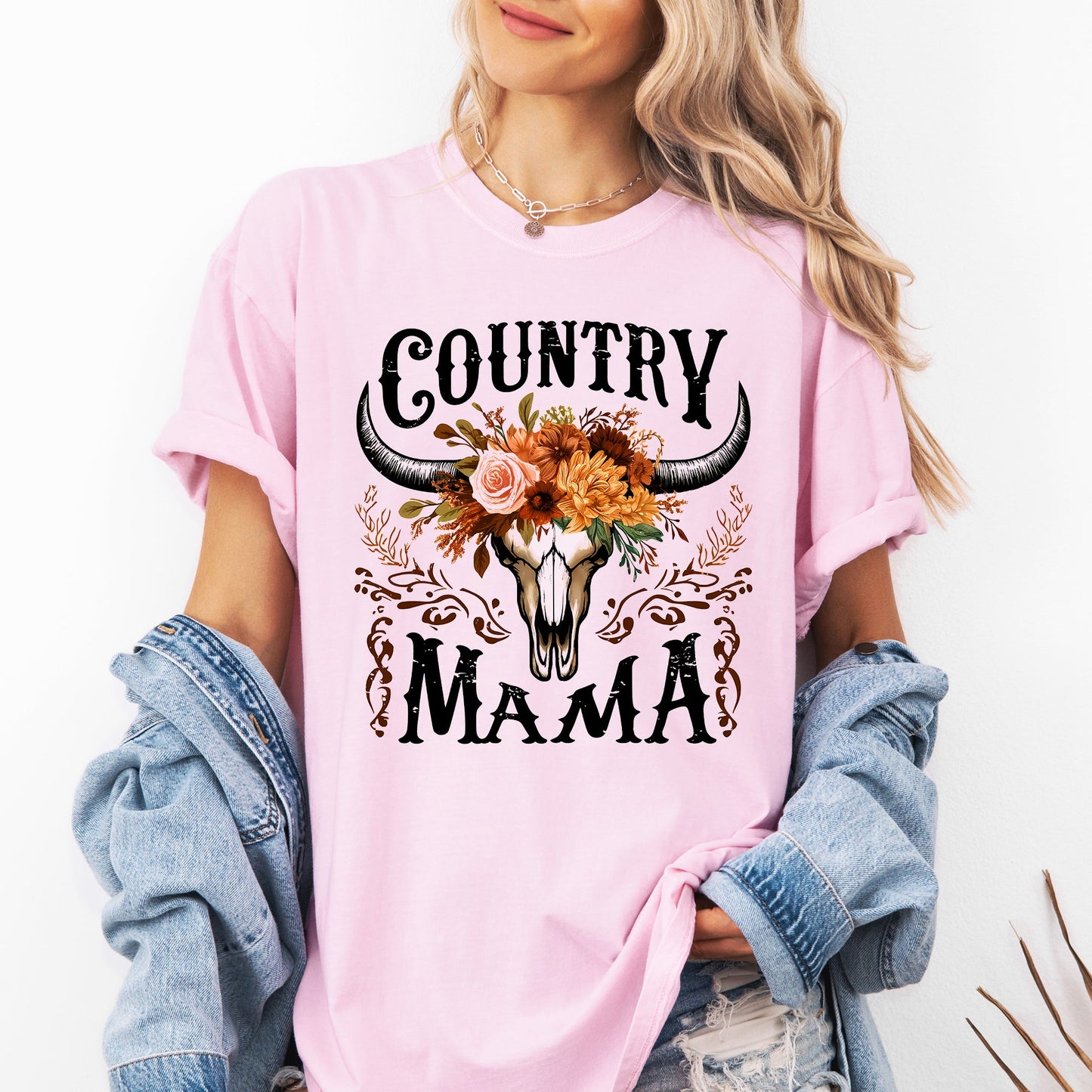 Country Mama, Skull, Western, Country, Mother's Day Tshirt Comfort Colors T-Shirt
