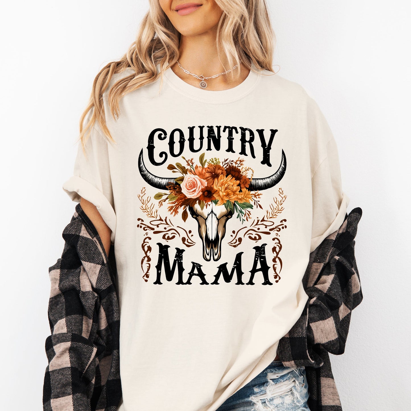Country Mama, Skull, Western, Country, Mother's Day Tshirt Comfort Colors T-Shirt