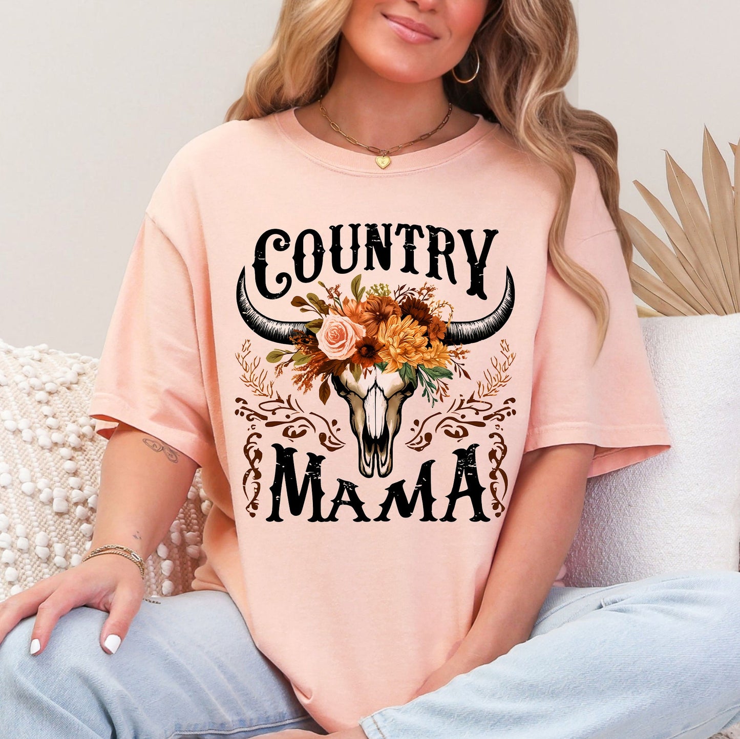 Country Mama, Skull, Western, Country, Mother's Day Tshirt Comfort Colors T-Shirt