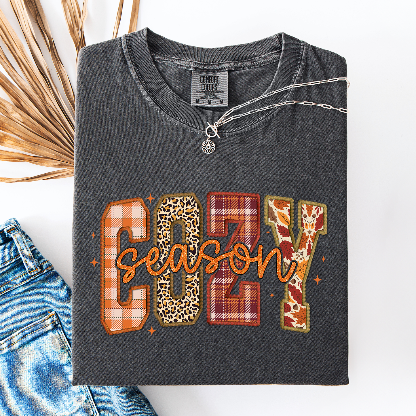 Cozy Season, Patterns, Fall Vibes, Retro Varsity, Autumn, Pumpkin, Comfort Colors T-Shirt