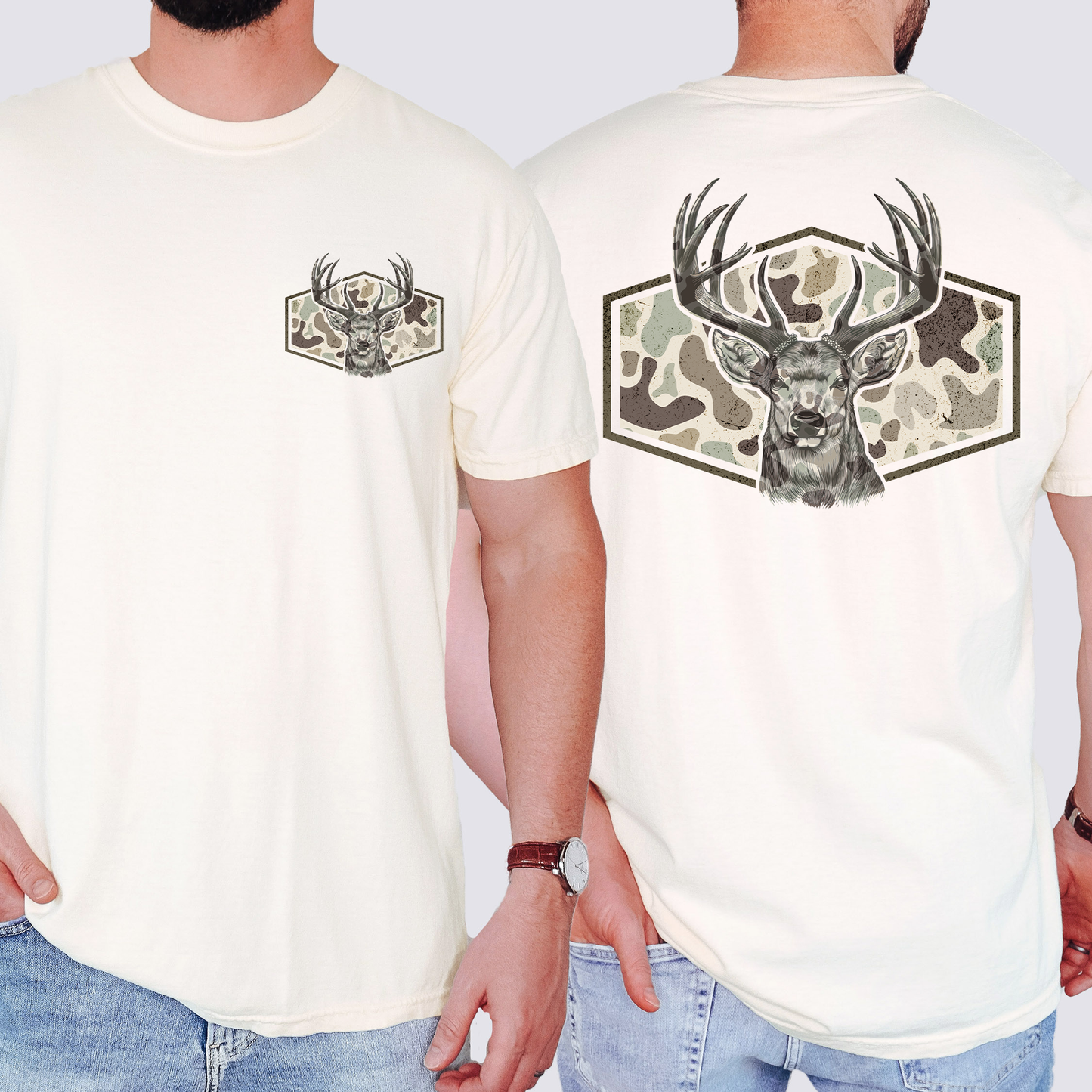 Deer Hunting, Camo, Camouflage, Dad, Father's Day, Husband, Guy Gift, Old School, Comfort Colors T-Shirt