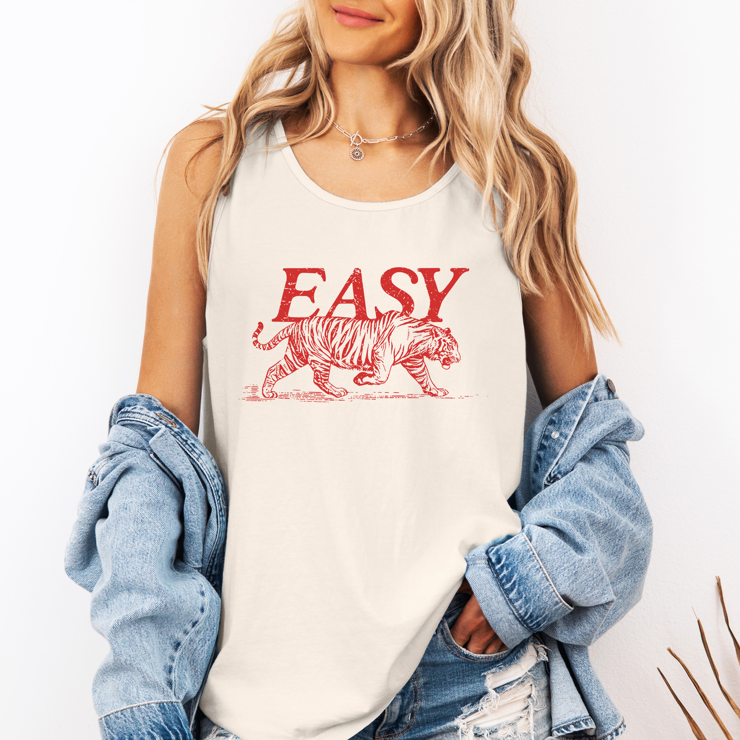 Easy Tiger, Retro, Sassy, Sarcastic, Minimalist, Funny Comfort Colors Tank Top