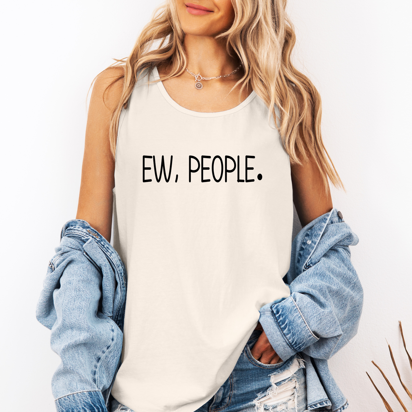 Ew People, Sassy, Sarcastic, Minimalist, Funny Comfort Colors Tank Top