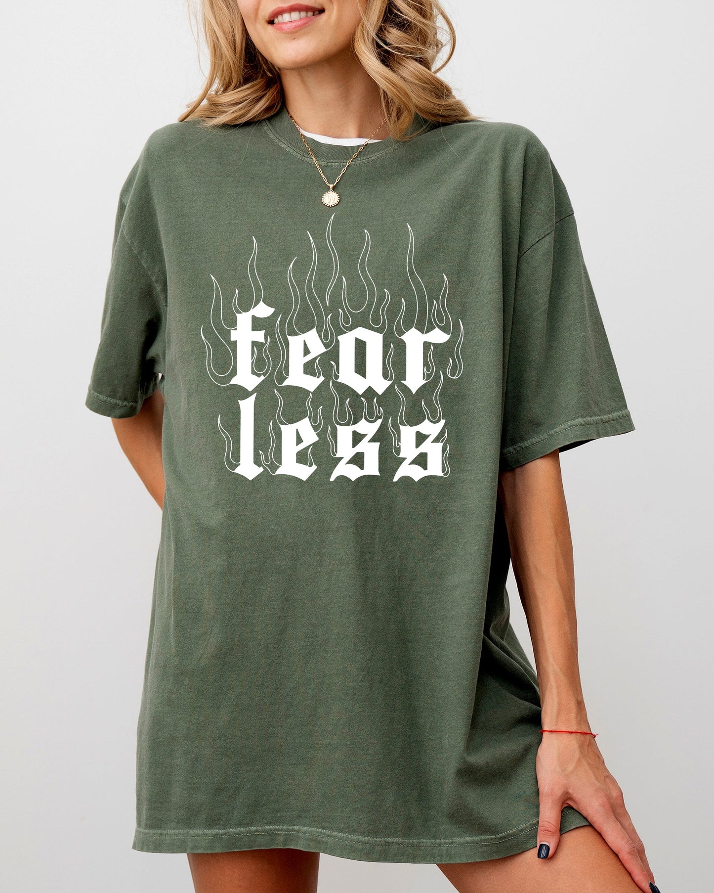 Fear Less, Flames, Gothic, Aesthetic Shirt Comfort Colors T-Shirt