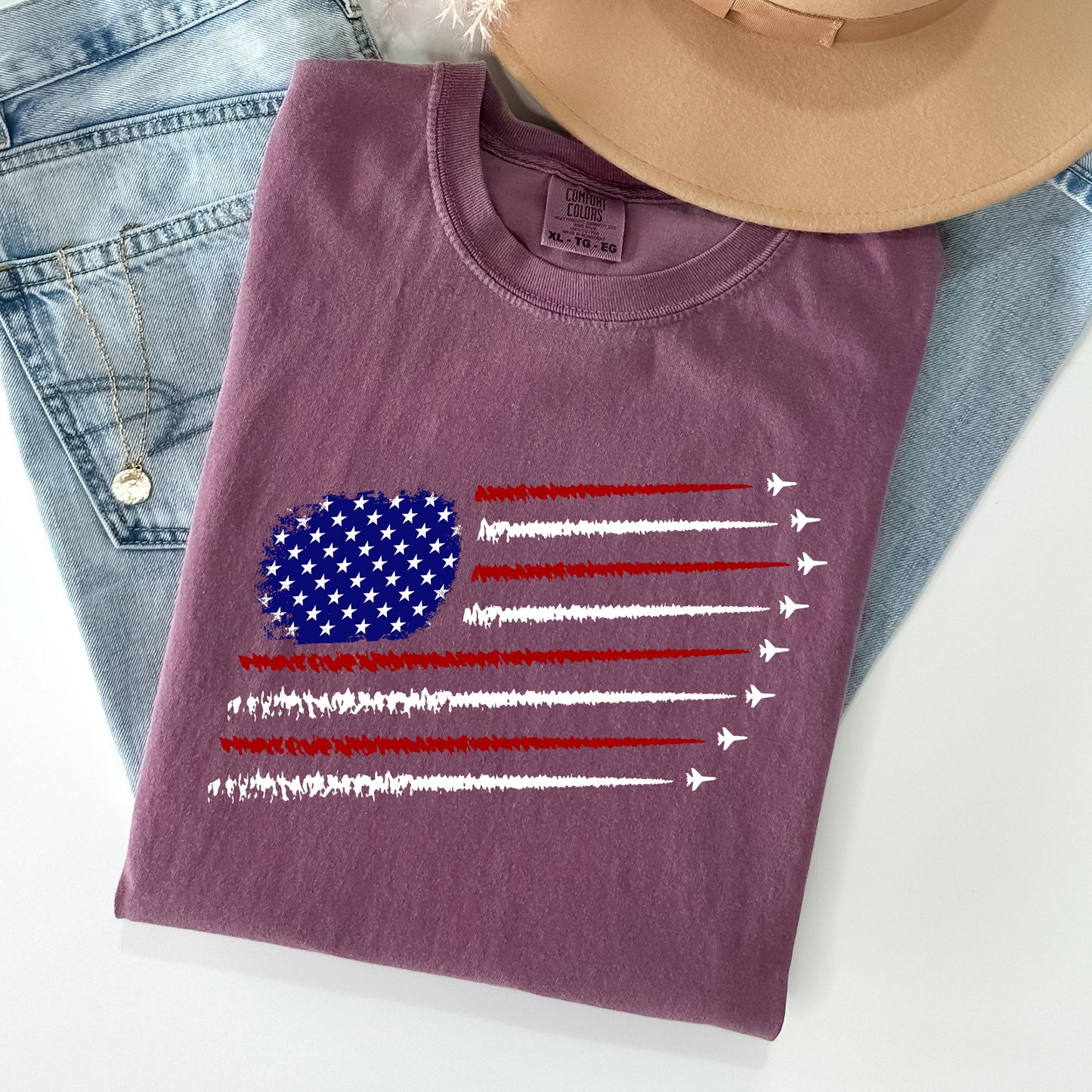 Fighter Jets, Navy, Air Force, American Flag, Tshirt Comfort Colors T-Shirt