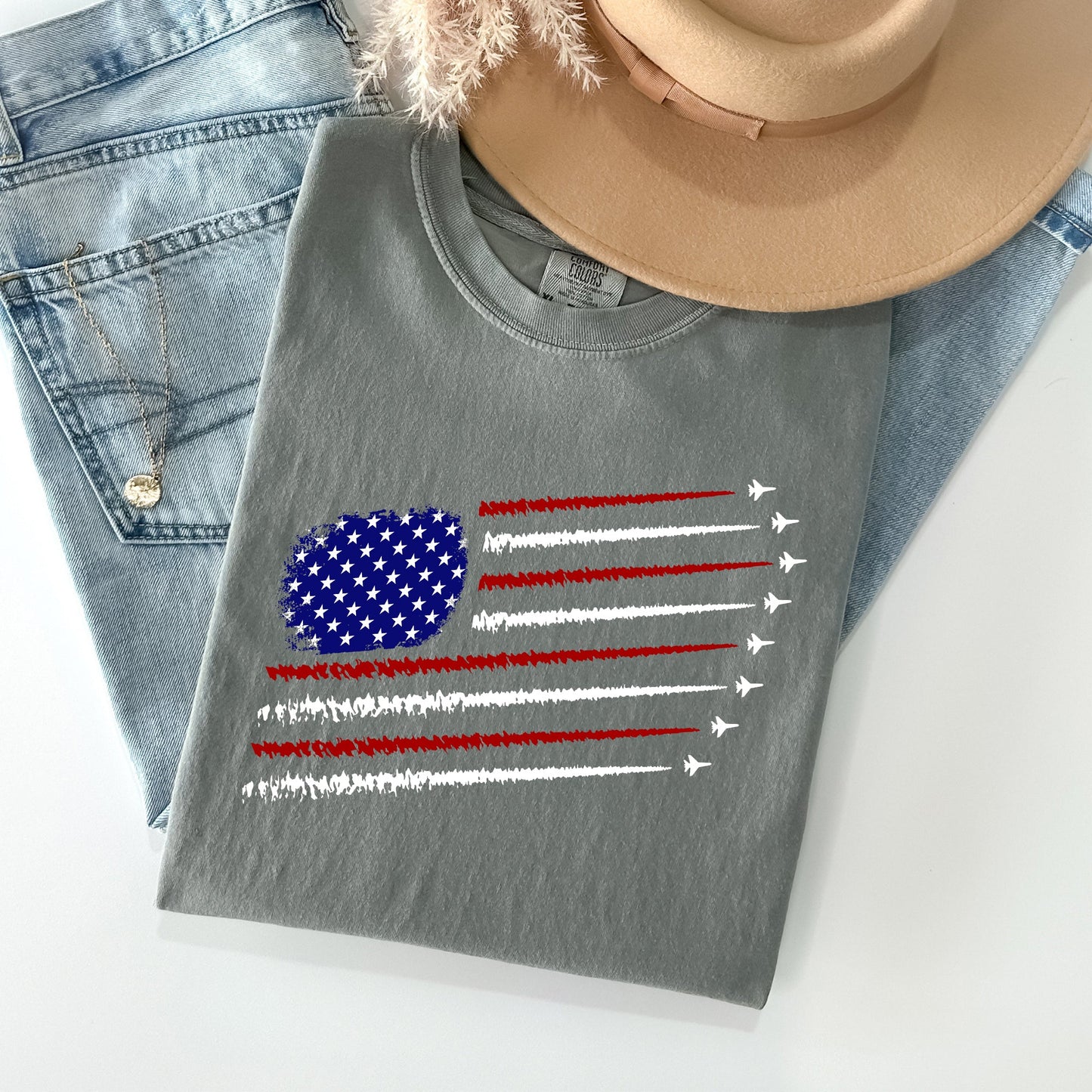 Fighter Jets, Navy, Air Force, American Flag, Tshirt Comfort Colors T-Shirt