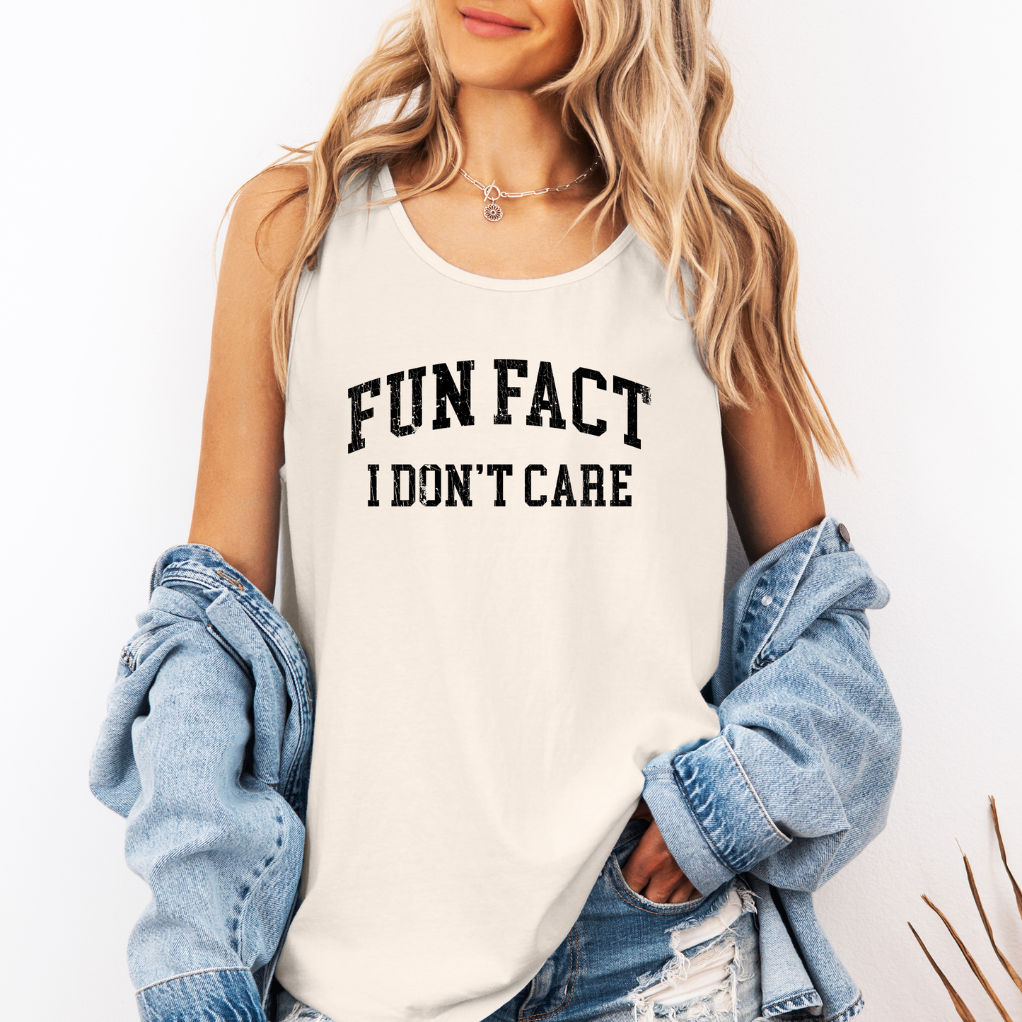 Fun Fact I Don't Care, Sassy, Sarcastic, Minimalist, Funny Comfort Colors Tank Top