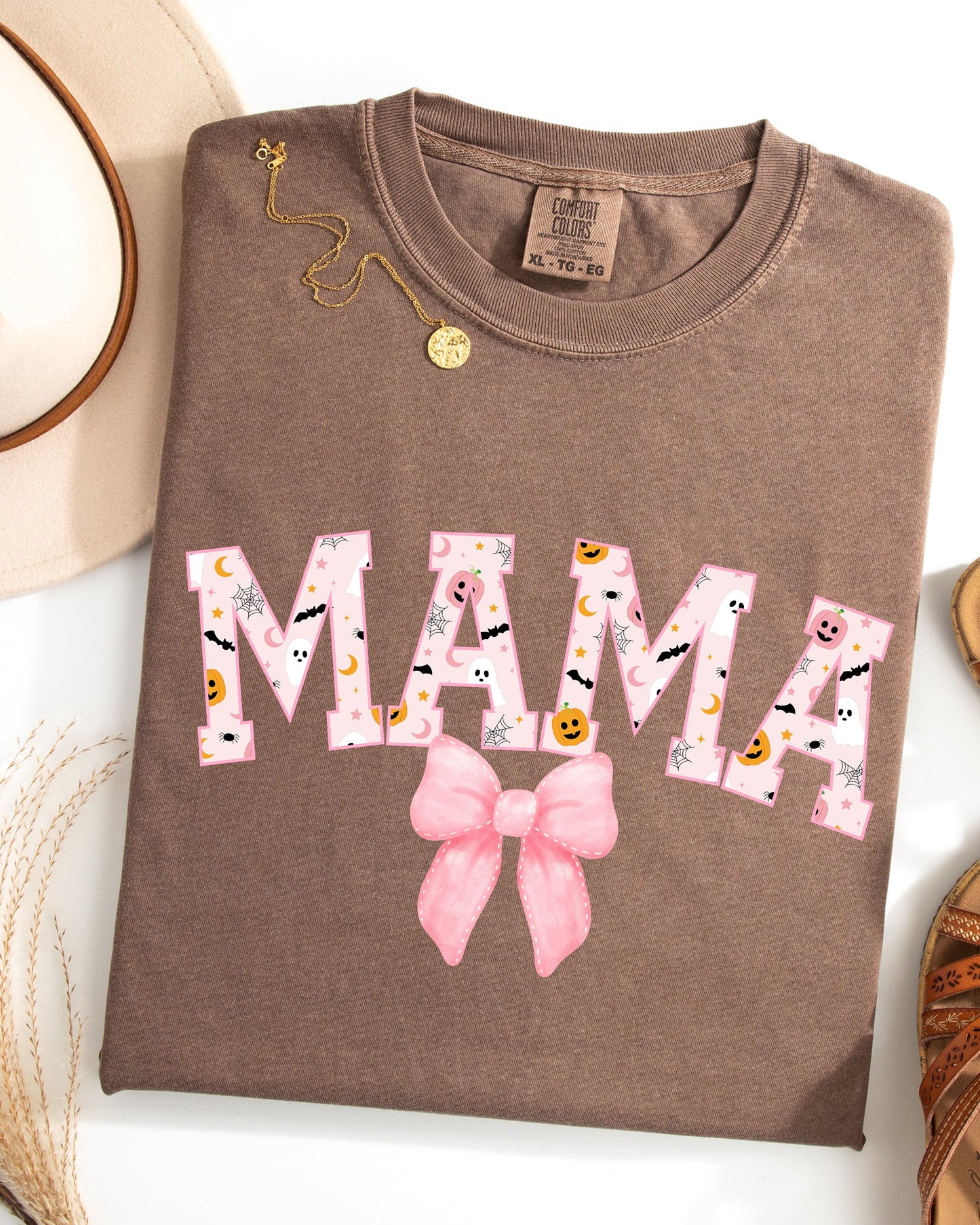 Halloween, Mama, Coquette Ribbons and Bows, Fall, Autumn Shirt Comfort Colors T-Shirt