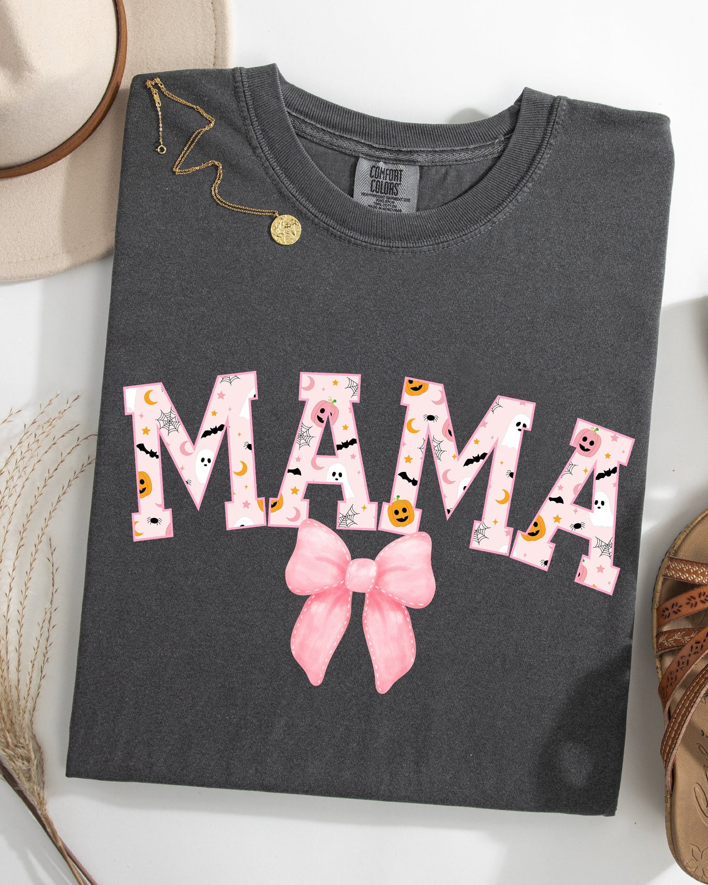 Halloween, Mama, Coquette Ribbons and Bows, Fall, Autumn Shirt Comfort Colors T-Shirt