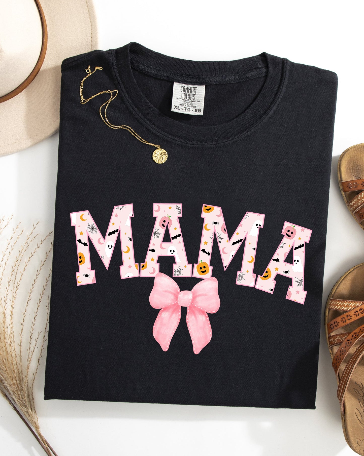 Halloween, Mama, Coquette Ribbons and Bows, Fall, Autumn Shirt Comfort Colors T-Shirt