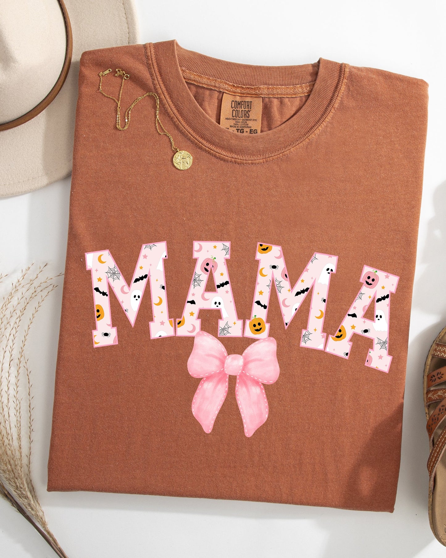 Halloween, Mama, Coquette Ribbons and Bows, Fall, Autumn Shirt Comfort Colors T-Shirt