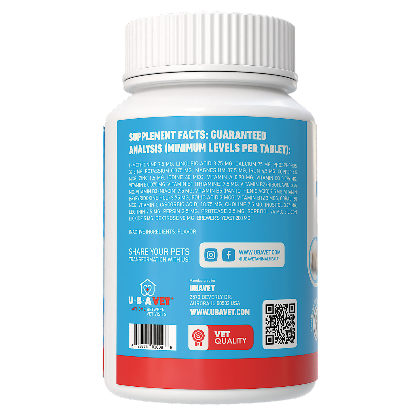 UBAVET Immune Support Daily Multi-Vitamin & Mineral Tablets for Dogs – 90 ct