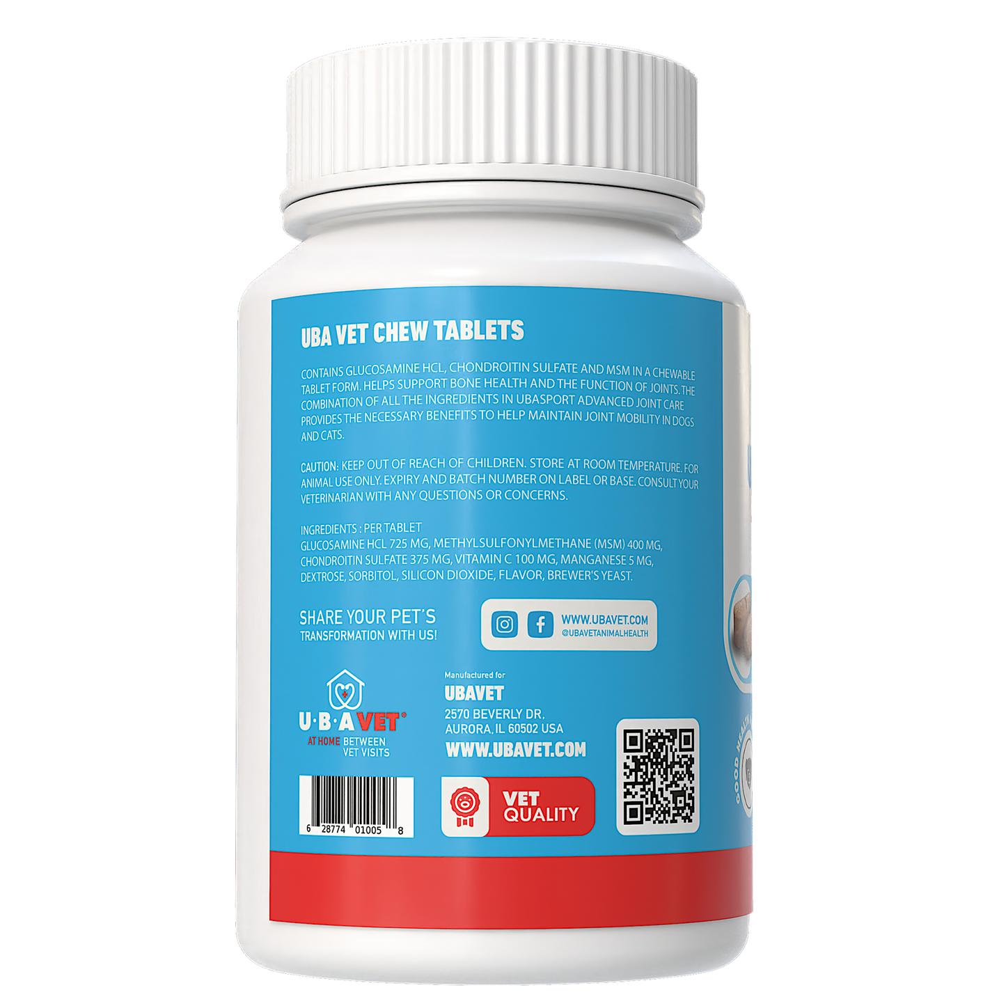 UBAVET Joint Support Advanced Joint Care Chew Tablets for Dogs & Cats