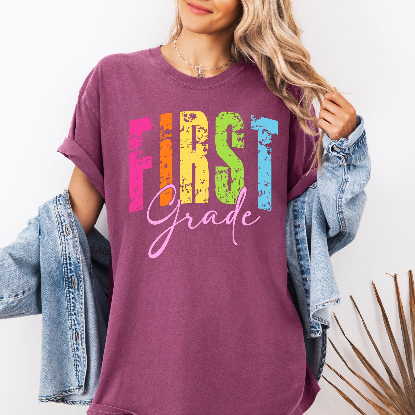 First Grade, Retro, Teacher, Back to School, First Day of School, Cute, Teacher Appreciation, Coquette, Comfort Colors T-Shirt