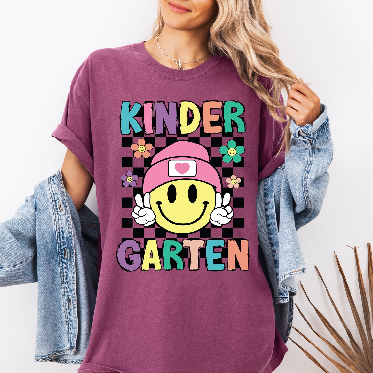 Kindergarten, Smiley Face, Teacher, Back to School, First Day of School, Cute, Teacher Appreciation, Coquette, Comfort Colors T-Shirt